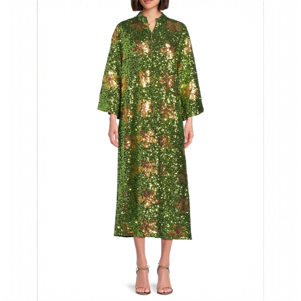 LA VIE STYLE HOUSE 
Sequin Floral Kaftan Os